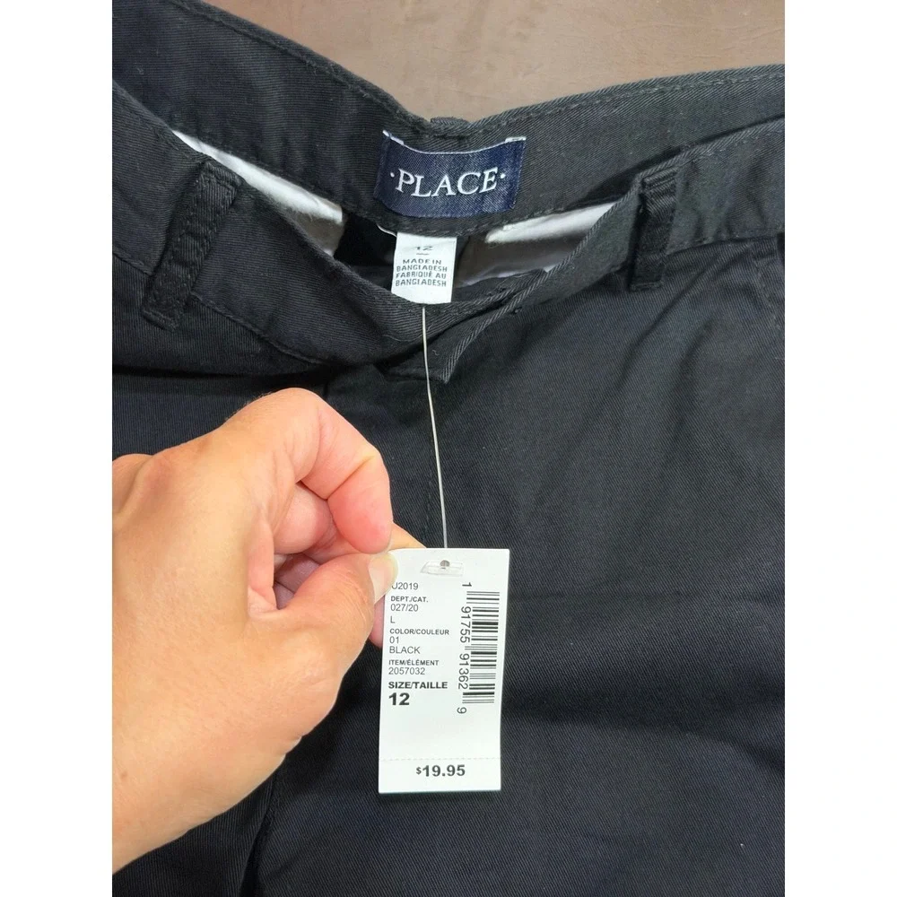 The Children's Place Boy Black Skinny Chino Pants Size 12 New NWT School Uniform
